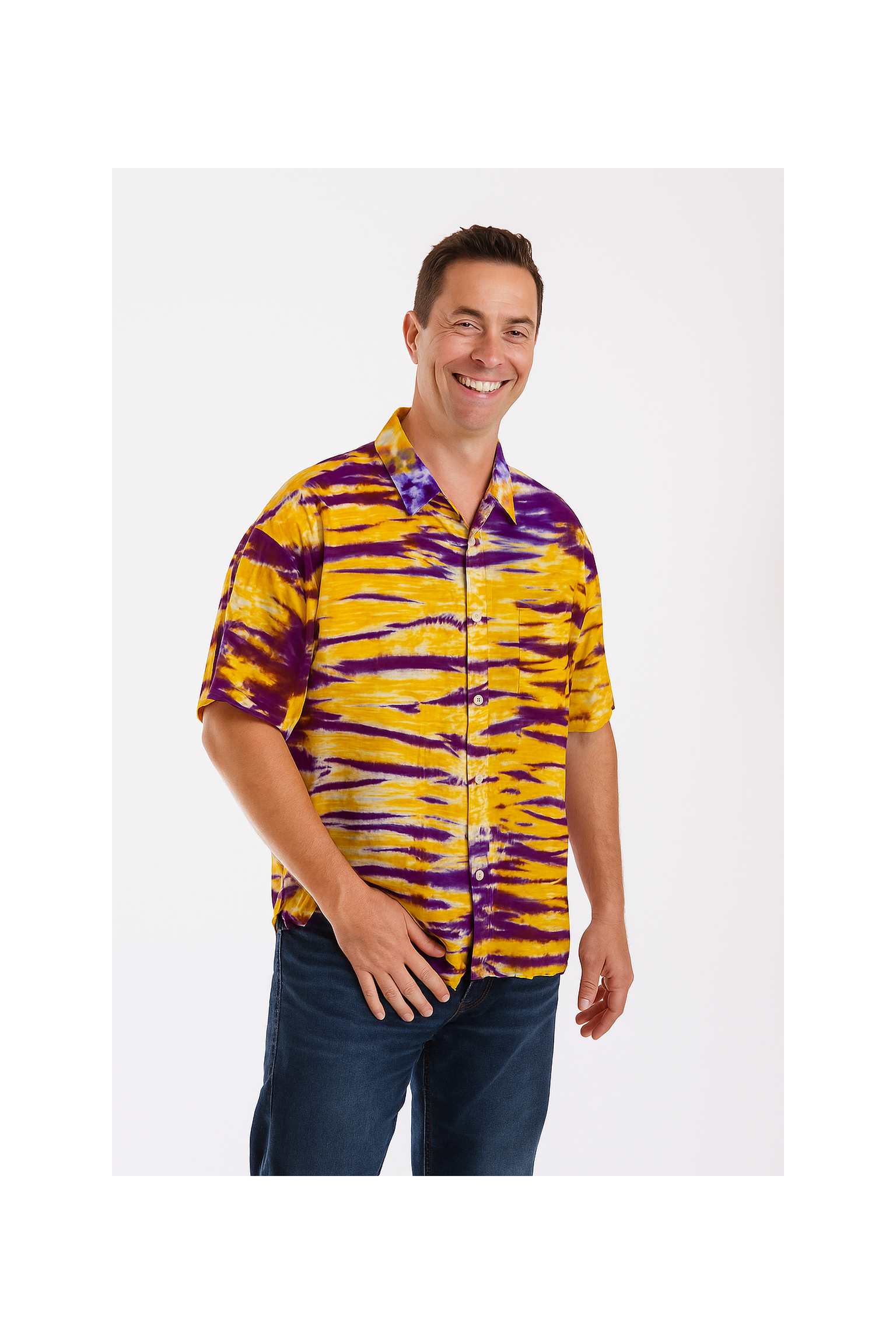 Tiger Stripes - Short Sleeved Button Up